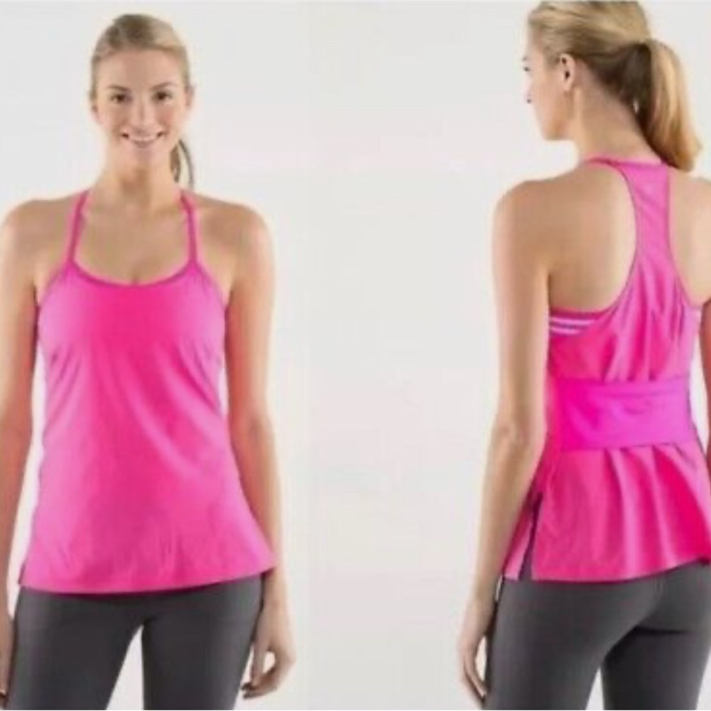 LULULEMON- Amped Raspberry Glow Light Groovy Multi-Stripe Tank